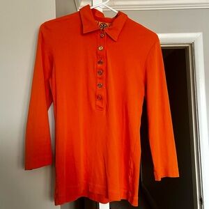 Tory Burch -  Large -
Orange 100% cotton shirt, 3/4 length sleeves